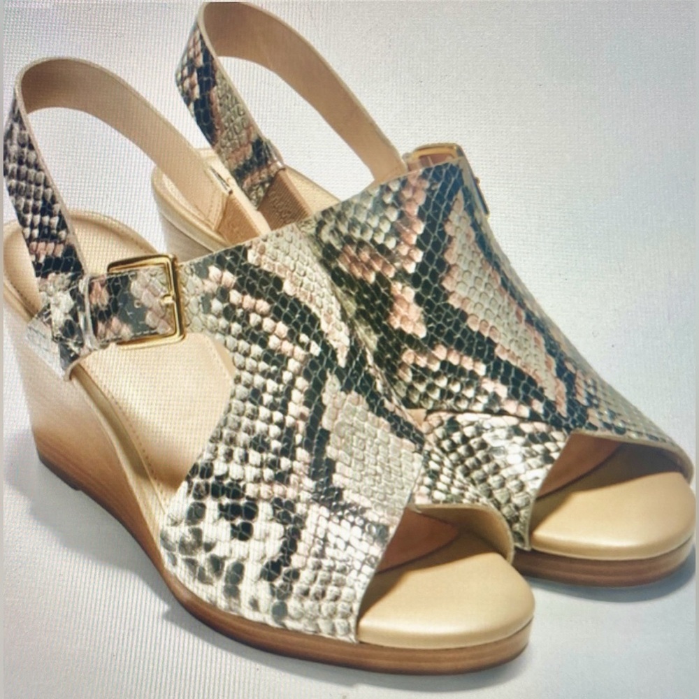 NEW! Cole Haan snake print wedge sandals